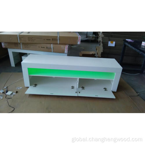 White Tv Cabinet High glossy TV stand with LED light Supplier